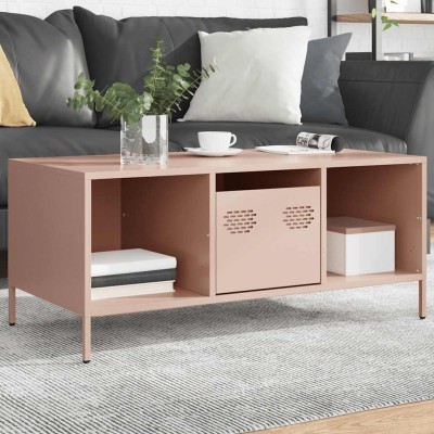Mesa de centro acero laminado en frío rosa 101,5x50x43,5 cm