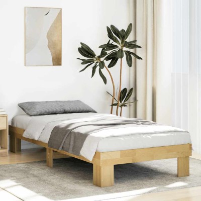 Estructura de cama sin colchón 75x190 cm madera maciza roble