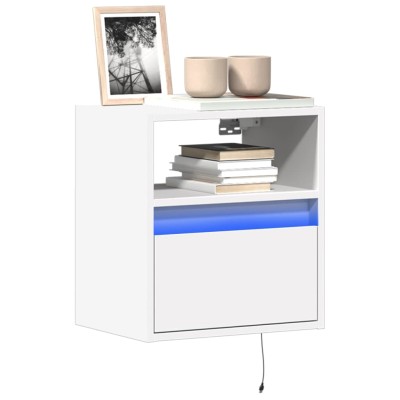 Mueble de TV de pared con luces LED blanco 41x31x45 cm