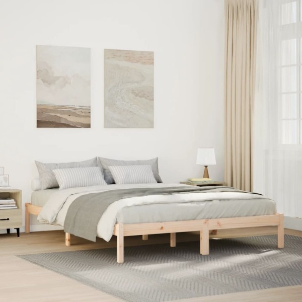 Cama extralarga sin colchón madera maciza de pino 140x210 cm