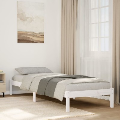 Cama extralarga sin colchón madera maciza pino blanca 90x220 cm