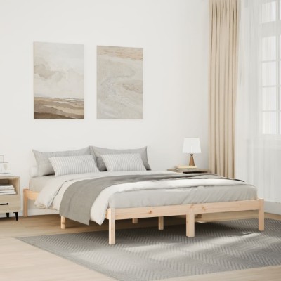Cama extralarga sin colchón madera maciza de pino 140x220 cm