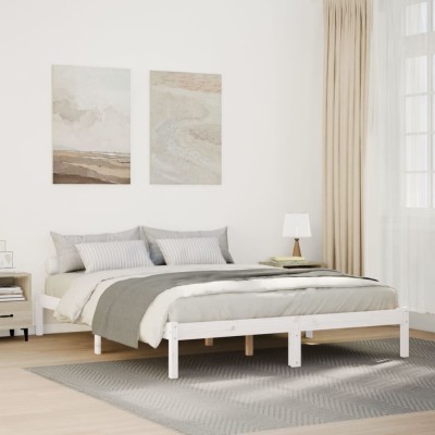 Cama extralarga sin colchón madera maciza pino blanco 160x220cm