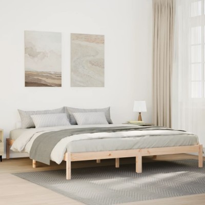 Cama extralarga sin colchón madera maciza de pino 200x220 cm