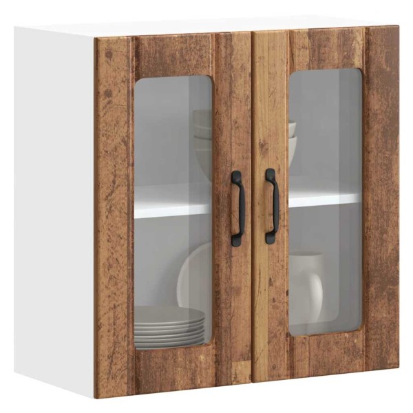 Armario de cocina de pared con puerta de cristal "Lucca" de, madera de ingeniería envejecida