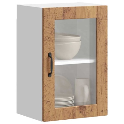 Armario de pared para cocina puerta cristal Porto madera vieja