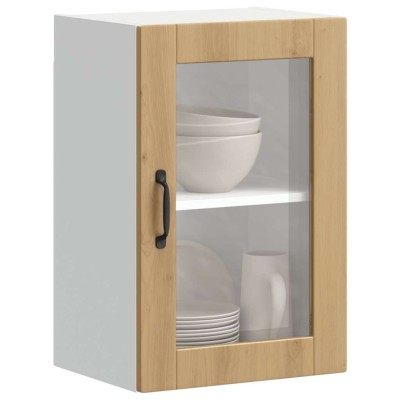 Armario pared para cocina puerta cristal Porto roble artesanal