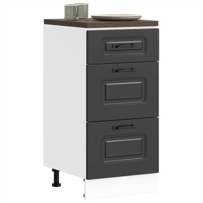 Mueble bajo de cocina Kalmar madera de ingeniería negra