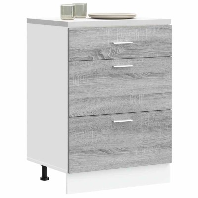 Armario bajo de cocina "Lyon" gris Sonoma de madera de ingeniería