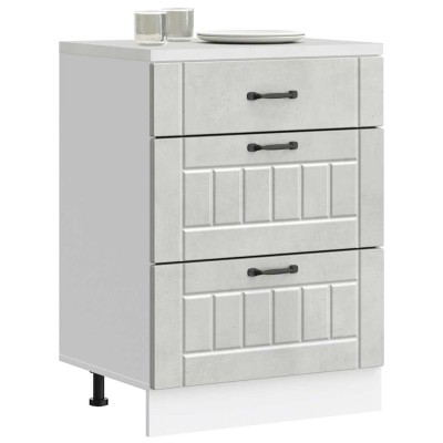 Mueble bajo de cocina Lucca madera contrachapada gris cemento