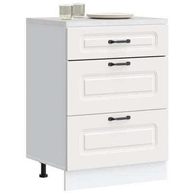 Mueble bajo de cocina Kalmar madera de ingeniería blanca