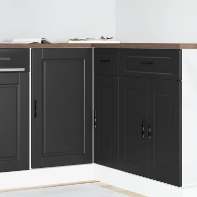 Mueble bajo de cocina Porto madera contrachapada negro