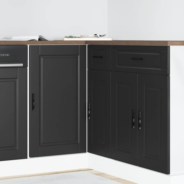 Mueble bajo de cocina Porto madera contrachapada negro
