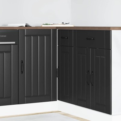 Mueble bajo de cocina Lucca madera contrachapada negra