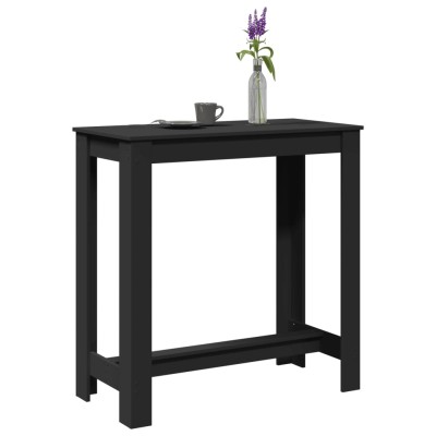 Mesa alta de bar madera ingeniería negra 102x50x103,5 cm