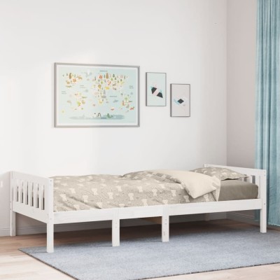 Cama para niños sin colchón madera maciza pino blanco 90x200 cm
