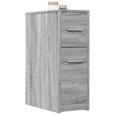 Armario de baño estrecho con ruedas madera gris Sonoma