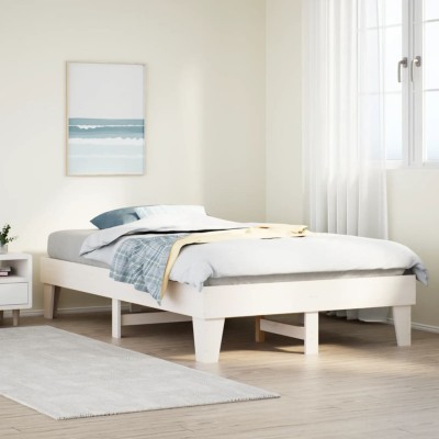 Estructura de cama sin colchón madera de pino blanca 120x200 cm