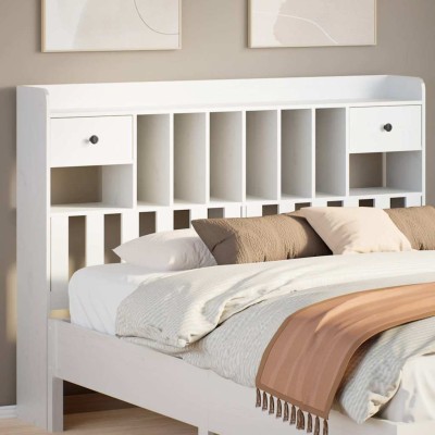 Cabecero de cama almacenaje madera maciza pino blanco 140 cm