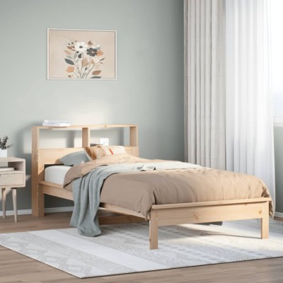 Cama con estantería sin colchón madera maciza de pino 100x200cm