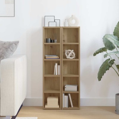 Estanterías de CD 2 uds madera roble artisan 21x16x93,5 cm