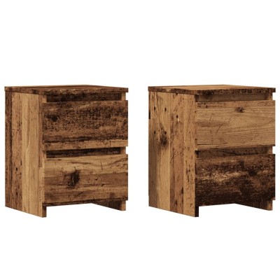 Mesitas de noche 2 uds madera ingeniería envejecida 30x30x40 cm