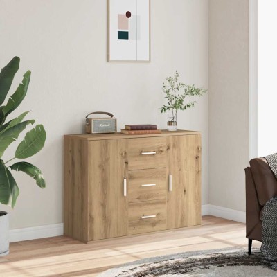 Aparador de madera de ingeniería roble artisan 90x29,5x65 cm