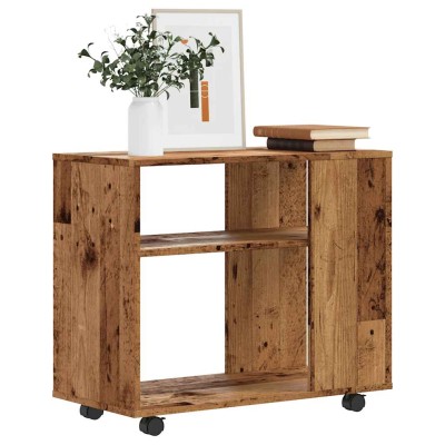 Mesa auxiliar de madera contrachapada envejecida 70x35x55 cm