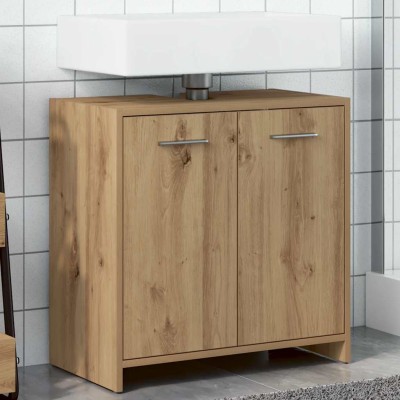 Mueble de lavabo de baño madera roble artisan 60x33x60 cm