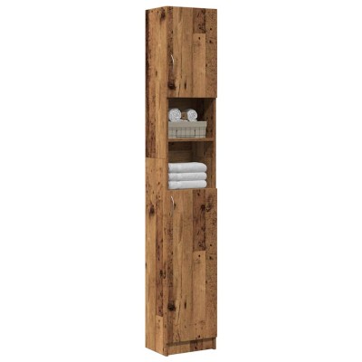 Armario de baño madera de ingeniería madera vieja 32x25,5x190cm