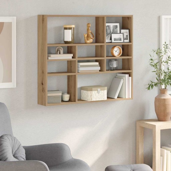 Estante de pared madera ingeniería roble artisian 90x16x78 cm