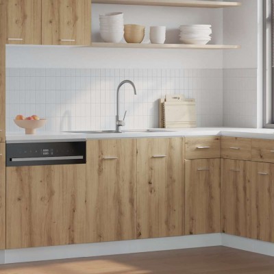Mueble bajo fregadero "Lyon" roble artesanal 80x46x81,5 cm madera de ingeniería