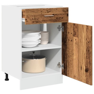 Mueble bajo con cajón "Lyon" de, madera vieja, 50x46x81,5 cm, madera de ingeniería