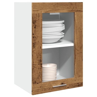 Vitrina colgante "Lyon" de madera vieja, 40 x 31 x 60 cm, madera de ingeniería