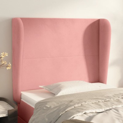 Cabecero con orejas de terciopelo rosa 93x23x118/128 cm