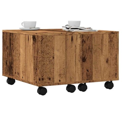 Mesa de centro madera de ingeniería envejecida 60x60x38 cm