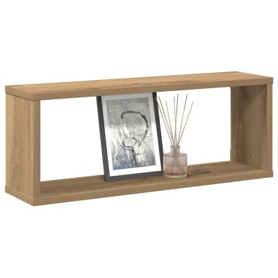 Estantes cubo de pared 6 uds madera roble artisan 60x15x23 cm