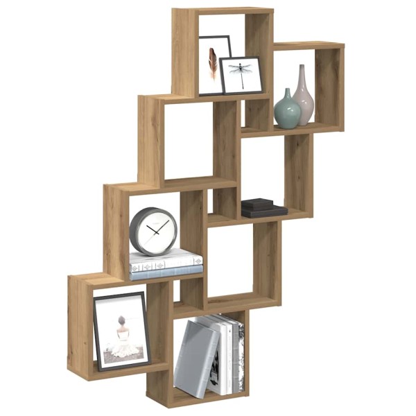 Estante cubo de pared madera ingeniería roble 90x15x119,5 cm
