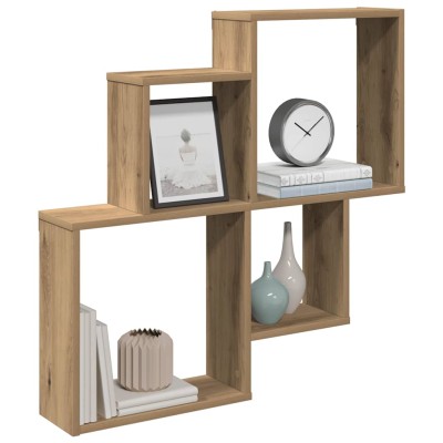 Estante de pared madera ingeniería roble artisian 80x15x78,5 cm