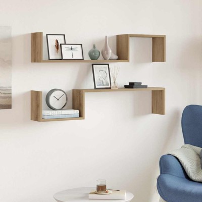 Estante de pared 2 uds madera roble artisan 100x15x20 cm