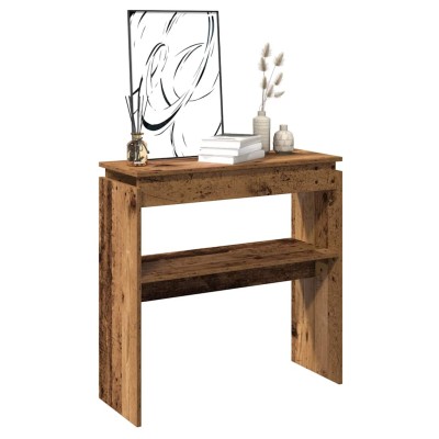 Mesa consola madera de ingeniería envejecida 80x30x102 cm