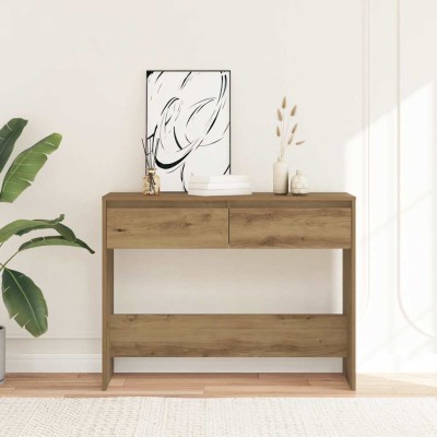 Mesa consola madera ingeniería roble artesanal 100x35x76,5 cm