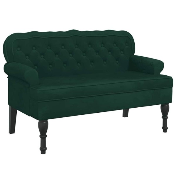 Banco con respaldo terciopelo verde oscuro 119,5x64,5x75 cm