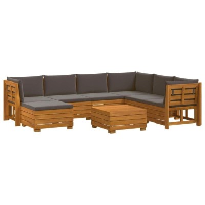 8 uds. Conjunto de sofás de exterior Madera de Acacia Sólida