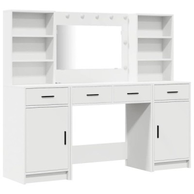 Conjunto de mesa de vestidor con LED 3 uds.