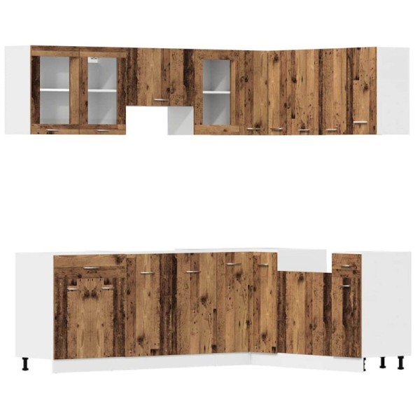 Conjunto de armarios de cocina de 11 piezas Lyon madera vieja