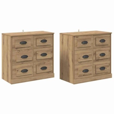 Tableros Lateral 2 uds. Roble artisan 70 x 35,5 x 67,5 cm