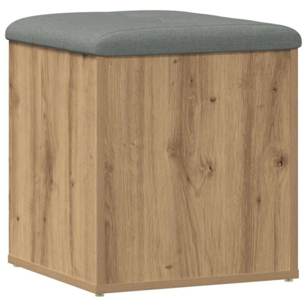 Banco almacenaje madera ingeniería roble artesanal 42x42x45 cm
