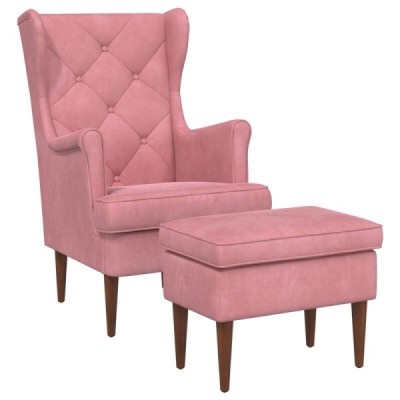 Sillón con Pouf 2 uds. Rosa Terciopelo