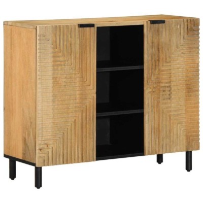 Aparador marrón 90x33x75 cm madera maciza mango